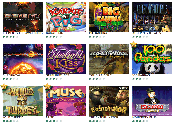 Mr. Green Casiinospiele Auswahl